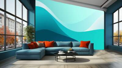 Blue azure abstract wave background presentation template Wall mural