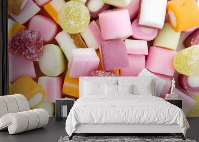 Background of dolly mixture sweets Wall mural