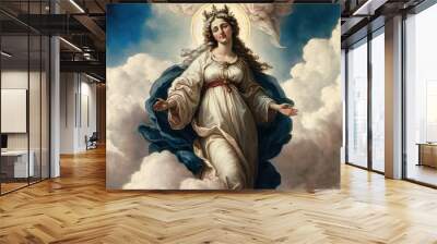 A Majestic Glimpse - Saint Mary in the Clouds Generative AI Wall mural