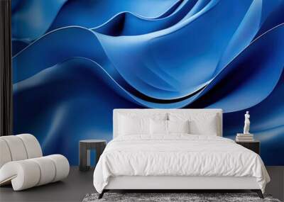 abstract 3d rendering of undulating blue shapes creating a dynamic wavy composition Wall mural