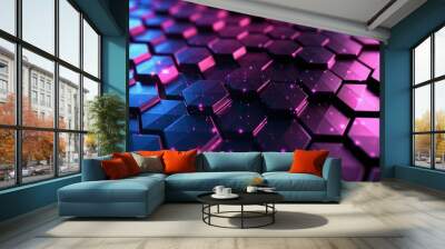 abstract geometric hexagonal network background futuristic scifi illustration Wall mural