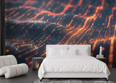 abstract technology background with data flow and artificial intelligence concept 3d rendering Wall mural