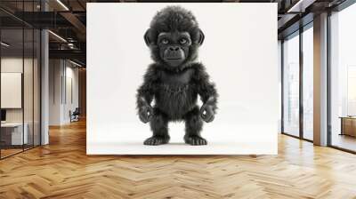 adorable little gorilla stuffed toy standing upright isolated on white digital 3d rendering Wall mural