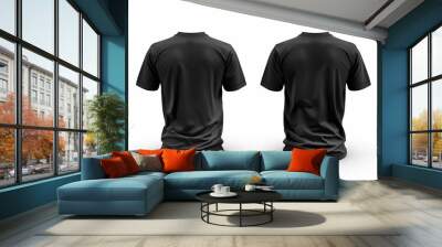 blank black tshirt mockup template front and back view isolated on white apparel design presentation Wall mural