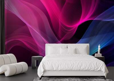 dynamic abstract background with fluid dark magenta and blue gradient mesh and wavy lines modern graphic design template digital art 1 Wall mural