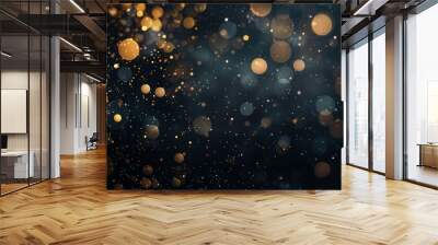 Elegant black and gold bokeh background, festive banner design Wall mural