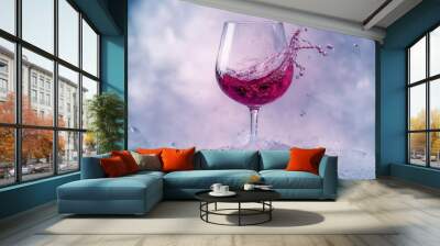 elegant wine splash frozen in time ruby liquid defying gravity crystal glass gleams Wall mural