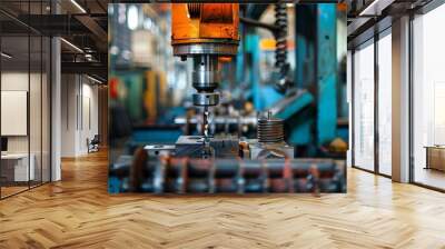 industrial cnc drilling machines in metal factory manufacturing technology Wall mural