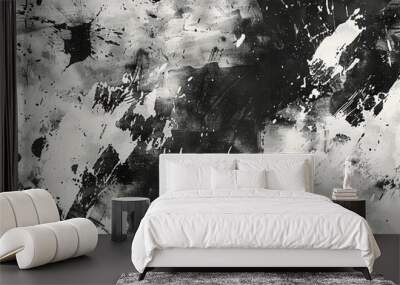 luxurious black and white grunge texture seamless abstract ink background pattern Wall mural