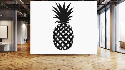 minimalist black silhouette of pineapple fruit isolated on white background vector illustration Wall mural