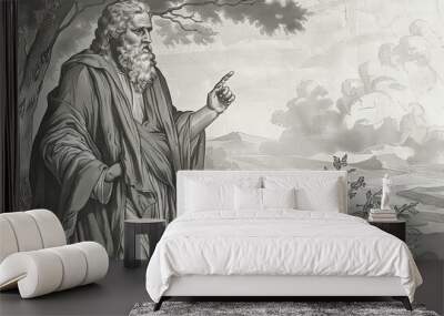 Patriarch Abraham, father of faith and covenant according to the Bible, historical illustration Wall mural