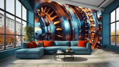 powerful precision closeup of industrial gas turbine engine engineering marvel 3d rendering Wall mural