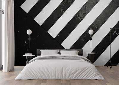 sleek black and white diagonal lines pattern abstract modern texture background Wall mural