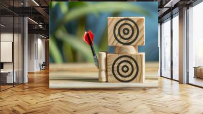 smart goal setting concept with acronym on wooden blocks and target symbol business strategy illustration Wall mural