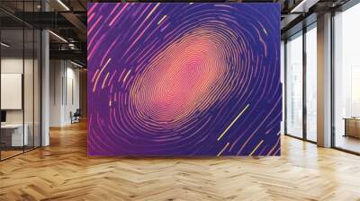 stylized digital fingerprint on seamless background biometric identity concept Wall mural