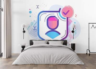 user account approved symbol checkmark icon in line art style verified profile vector illustration digital concept Wall mural