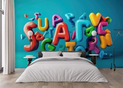 vibrant 3d letters forming words educational language concept colorful typography Wall mural