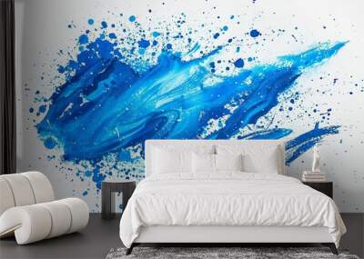 vibrant blue artistic watercolor paint splash and brush stroke effect abstract background Wall mural