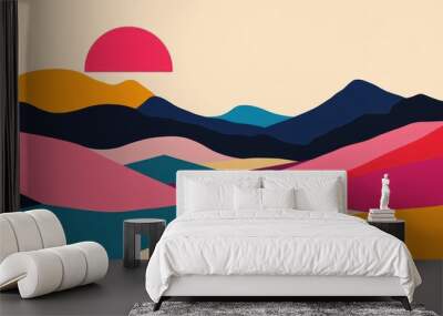 Abstract Mountain Landscape with Colorful Hills Wall mural