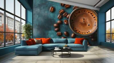 Close-up of a Cup of Coffee with Coffee Beans Wall mural