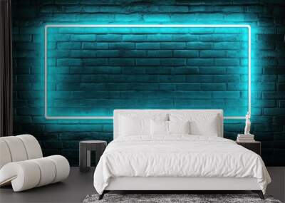 Neon Light Frame on Brick Wall Wall mural