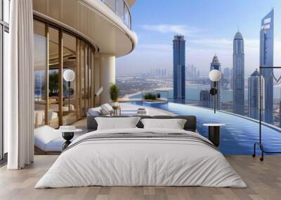 Rooftop infinity pool overlooking the skyline Wall mural