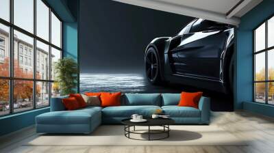 shiny black luxury car Wall mural