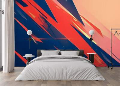 Abstract geometric pattern with red, blue, and orange colors Wall mural