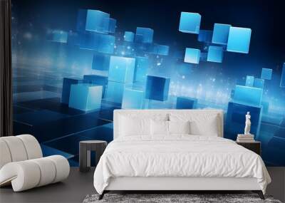 Bright Blue Business Background, AI Generative Wall mural