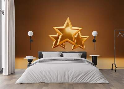 Gold five star rating trophy success award symbol, background of best customer feedback review winner prize or golden victory AI Generative Wall mural