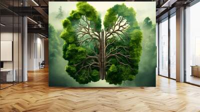 Green lung filled by the forest trees for healthy environment. generative AI Wall mural