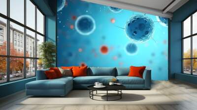 human cells in a blue background. Wall mural