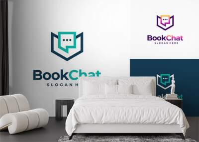 Book Talk logo designs concept vector, Chat book logo designs Speech book logo template icon vector Wall mural