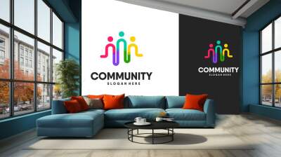 Colorful People community logo template designs vector illustration Wall mural