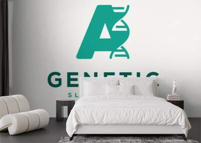 DNA Helix Letter A Logo designs, Genetics Vector Design, Chromosome initial Logo Template Wall mural