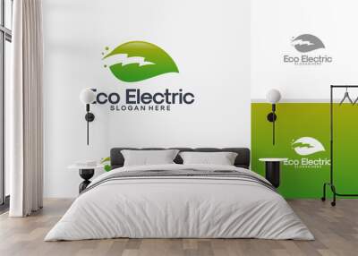 Eco Electricity logo template, Nature Electricity logo designs vector Wall mural