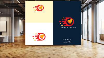 Fast Pizza logo designs, Delivery fast food creative modern sign symbol icon Wall mural