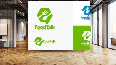 Food Talk Logo template designs vector illustration, Food Discuss logo, Food Forum logo Wall mural