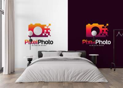 Pixel Photography logo designs concept vector, Pixel Camera logo symbol Photography logo icon Wall mural