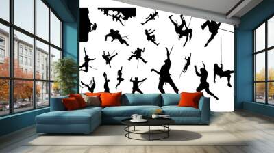 Set of Climber Silhouette vector illustration Wall mural