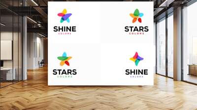 Set of Colorful Star logo designs concept vector illustration, Shine Star logo template icon Wall mural