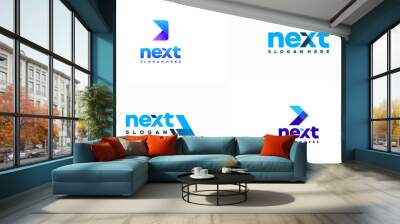 Set of Modern Next Logo designs concept vector, Arrow logo designs concept Wall mural