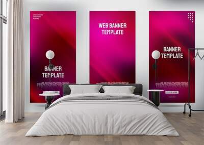 set of Pin Neon roll up business brochure flyer banner design vertical template, cover presentation background, modern publication x-banner and flag-banner, Roll up banner stand template design Wall mural