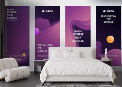 set of Simple geometric Color flow roll up business brochure flyer banner design vertical template, cover presentation background, modern publication x-banner and flag-banner, Roll up banner stand Wall mural