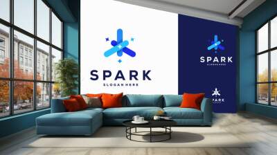 Spark logo design concept vector illustration, Modern Line Star logo designs template Wall mural