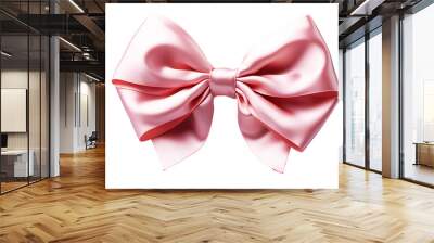 Fashionable hair bow pink color pattern design in beautiful color made out of satin fabric Isolated on cut out PNG or transparent background. Great hair accessory for girls and women. Wall mural