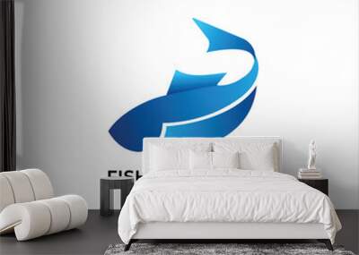 fish blue gradient design logo Wall mural