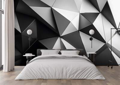 Abstract Black and White Geometric Triangles Wall mural