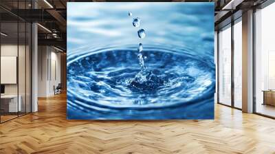 Water Drop Impact Creating Ripples and Splash Wall mural