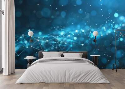 Abstract Blue Low Poly Triangular Plexus Motion Transformation and Digital Evolution in Future Technology Wall mural